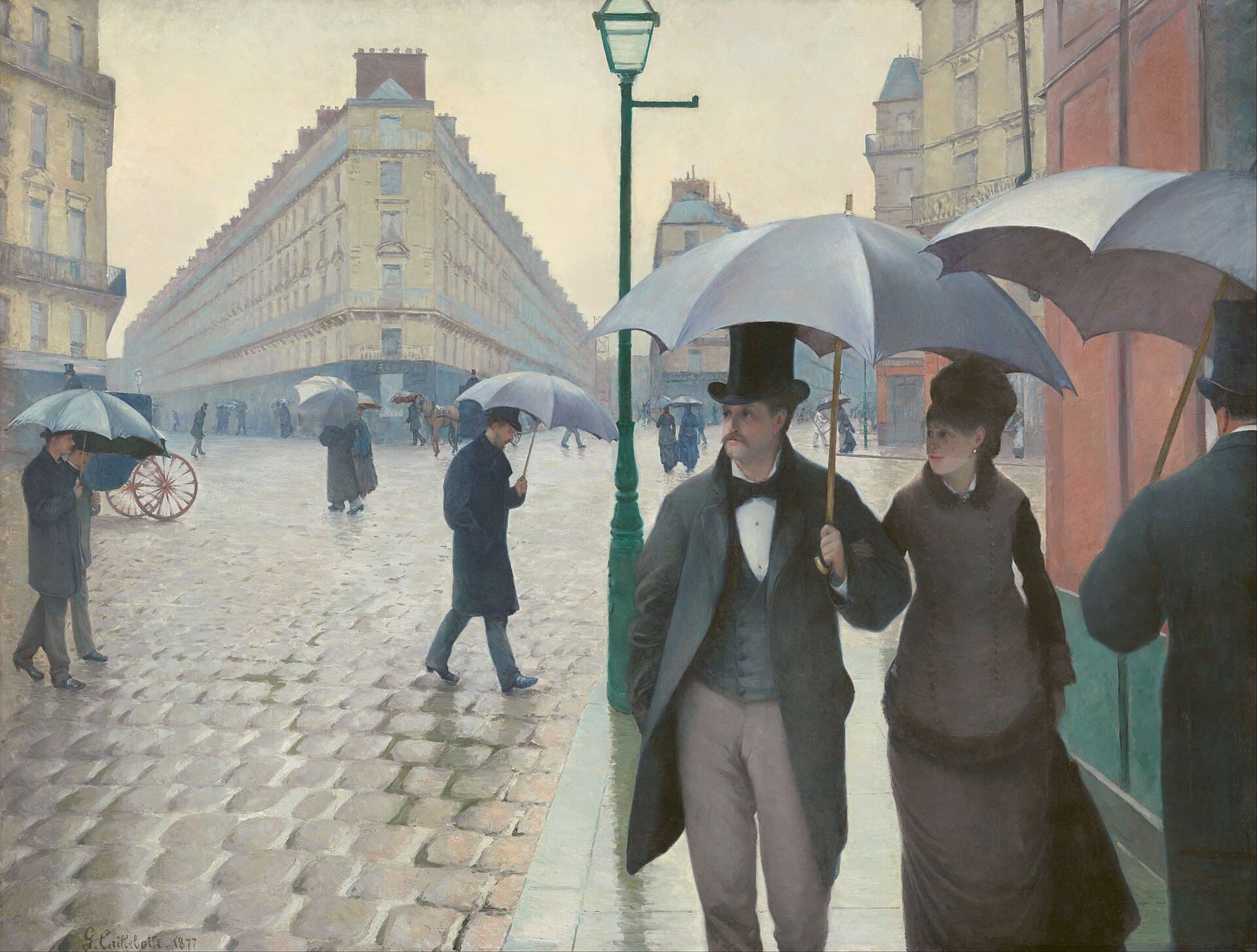 Calle de París, día lluvioso, Óleo sobre tela