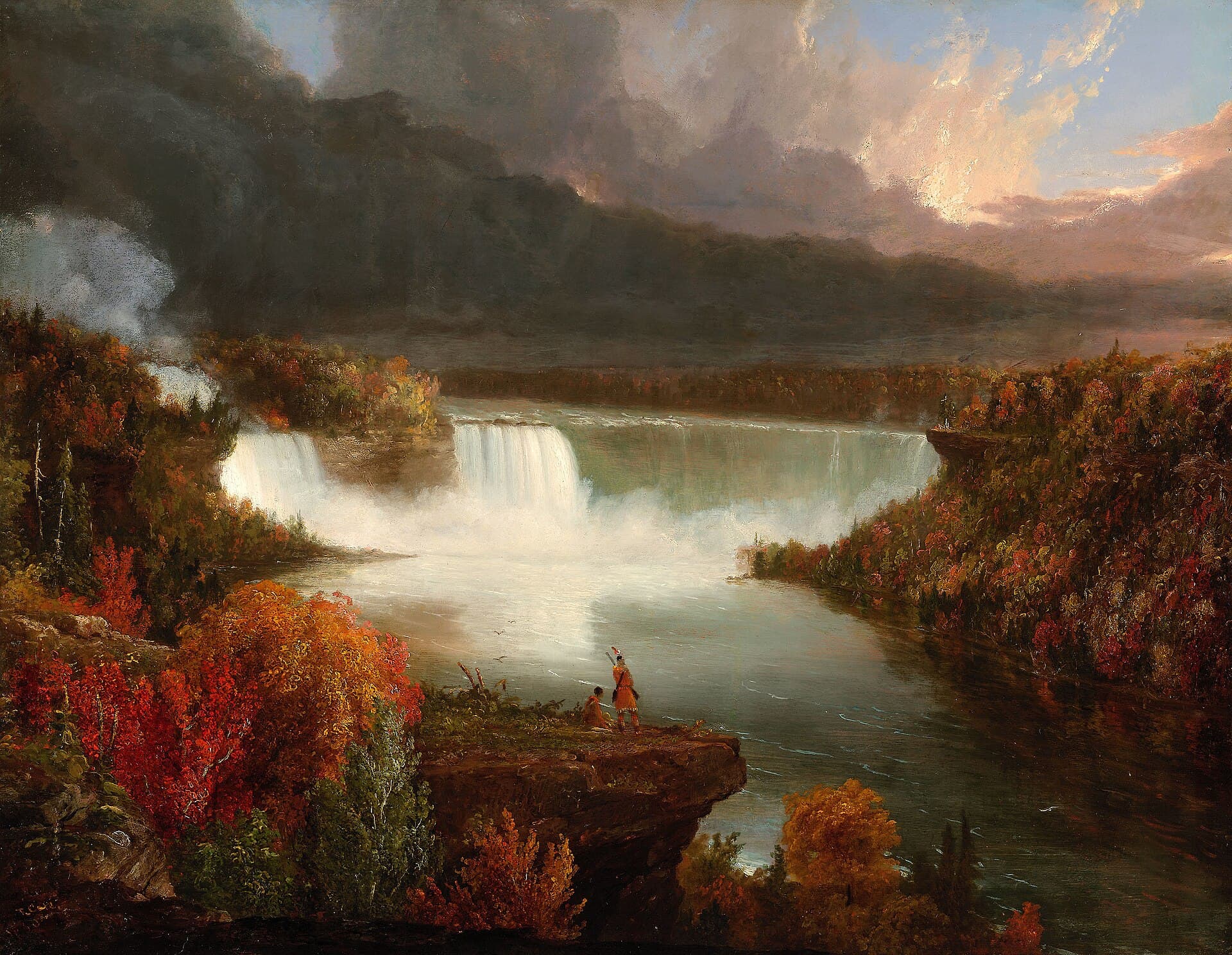Vista lejana de las cataratas del Niágara, Thomas Cole